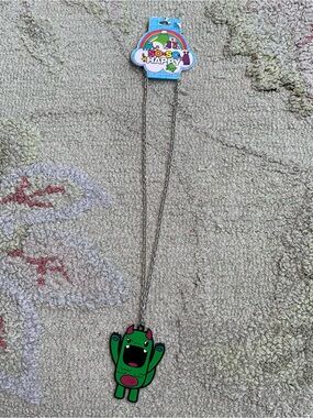 So So Happy Rare Vintage "Tribe" Green Monster Enamel Pendant Necklace Brand New
